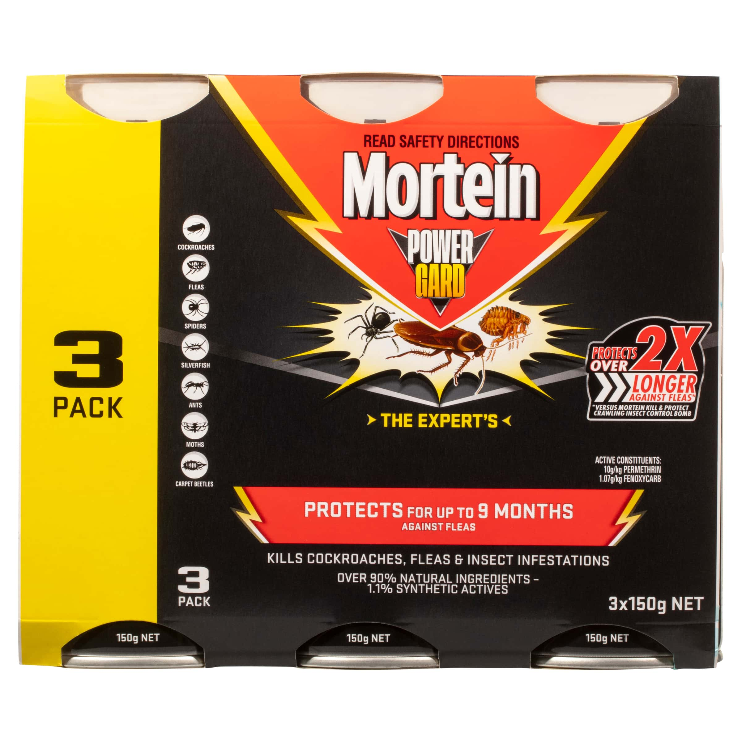 Mortein Powergard Flea & Crawling Insect Control Bomb 3 x 150g